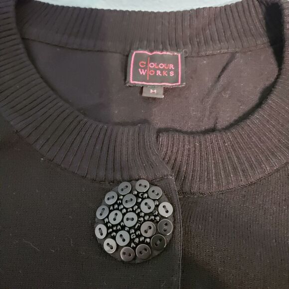 Colour Works Snap Front Sweater Medium Embellished Snaps Vintage - Picture 9 of 11